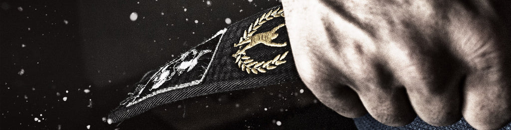 Martial artist's hand on belt closeup